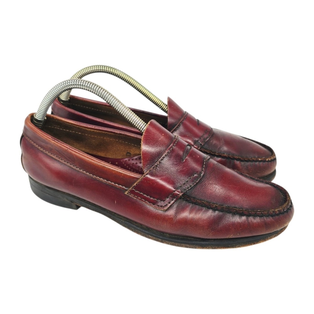 GH Bass Penny Loafers Mens 9 D  Red Burgundy Weejuns Leather Dress Shoes